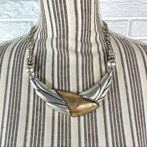 Antique Silver and Gold Tone Statement Necklace